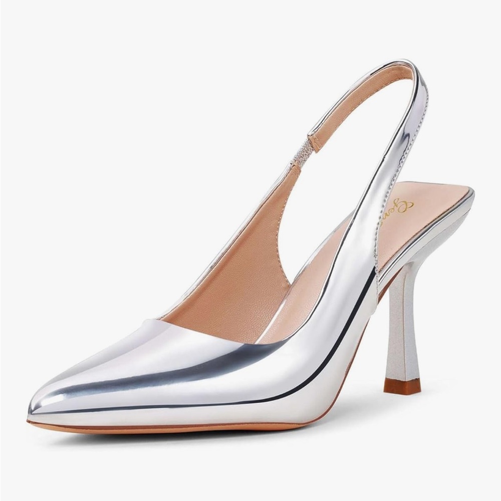 Elegant Silver Slingback Heels